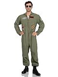 Leg Avenue Mens Licensed Top Gun Flight Suit Costume, MED/LGE, Khaki/Green