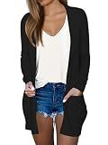 DB MOON Womens Lightweight Cardigan Long Sleeve Sweater Black 01 L