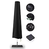 Patio Umbrella Cover - Waterproof Patio Parasol Covers with Zipper for 7ft to 11ft Outdoor Umbrellas Black