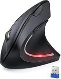 TECKNET 2.4G Ergonomic Mouse Vertical Wireless - 4800 DPI Optical Carpal Tunnel Mouse Right Hand, 5 Adjustable DPI, Quiet Clicks, 6 Buttons for Laptop, Desktop, PC, Computer - Black