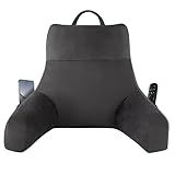 IPYNBAP Back Pillow for Bed Sitting up, Reading Pillow for Sitting in Bed Adult, Back Support Pillow, Memory Foam Sit up Lounge Backrest Pillow with Arms for TV, Couch, Chair, Dorm, 18 Inch, Grey