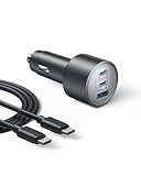 Anker iPhone 16 USB-C Car Charger, 167.5W Max 3-Port Ultra-Compact Type-C Fast Car Charger for MacBook Pro/Air, iPhone 15/14/13 Series, Samsung S24/S23, iPad Pro, AirPods and More