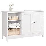 TEENFON 35.4" Pedestal Sink Storage Cabinet with 2 Doors and Adjustable Shelves, Bathroom Sink Cabinet, Under Sink Storage with U-Shape Cut-Out, White