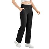 Walifrey Wide Leg Yoga Pants for Women with Pockets Black XXL