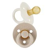 Itzy Ritzy Natural Rubber Pacifiers for 0–6 Mos, Set of 2 (Coconut/Toast)