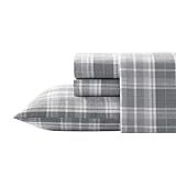 Laura Ashley - Flannel Sheets Queen Size, Anti-Pilling & Wrinkle Resistant Cotton, Touchably Soft for All-Season Comfort - Bed Sheets with Matching Pillowcases & Fitted Sheet (Mulholland Plaid Grey)