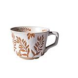 Handmade Ceramic Mugs, 12 oz Coffee Cups, Tea Mugs, Farmhouser Mug, Luxurious Cups for Office Home Microwavable, Porcelain Coffee Cups With Handle - Modern, Boho, Unique Style Wisteria Leaves