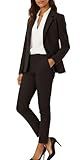 Marycrafts Women’s Two Piece Suits – Business Blazer Pant Suit Set for Work, Professional Outfit, Office Wear, Formal Business Attire 12 Black