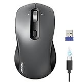 TECKNET Rechargeable Bluetooth Mouse, [ USB + BT5.0 + BT3.0 ] Wireless Mouse, Ergonomic 4-Way Scroll Wheel Computer Mice, 6-Level 4800 DPI Silent Mice, Multi-Device for Computer/Laptop/MacBook (Grey)