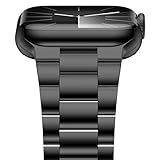 iiteeology Lightweight Stainless Steel Band Designed for Apple Watch Ultra 2 & Ultra, Series 1-10, 46mm, 45mm, 44mm, 42mm, Replacement iWatch Bands for Men & Women,Black