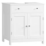TEENFON Pedestal Sink Storage Cabinet with 2 Doorsand Drawer, Bathroom Sink Cabinet, UnderSink Storage with U-Shape Cut-Out, White