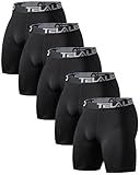 TELALEO 5 Pack Compression Shorts for Men Spandex Sport Shorts Athletic Workout Running Performance Baselayer Underwear Black L