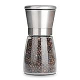 Gulex® Pepper Grinder Pepper Mill, Salt Grinder Refillable,(Single Package) Adjustable, Stainless Steel Sea Salt Shaker with Ceramic Rotor (1 pack)