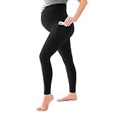 SINOPHANT Maternity Leggings with Pockets Over Belly Yoga Pants Black XL