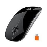 RAPIQUE R306C USB C Wireless Mouse, Type-C 2.4GHz Portable Computer Mouse, Silent Click, Ultra-Slim, 3 DPI Levels, 480 Hours Battery Life, for USB-C Laptops, MacBook, iPad, Tablet, Android – Black