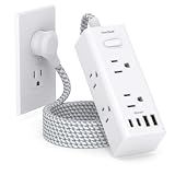 One Beat Surge Protector Power Strip, 5 Ft Flat Plug Extension Cord, 900J