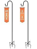 Ottsuls Bird Feeder Pole, 45 INCH Heavy Duty Shepherds Hooks for Outdoor with 5 Prong Base, Adjustable Stand Hanger for Garden Plant, Hummingbird Feeder, Lantern, Hanging Wedding Decor (2 Pack)