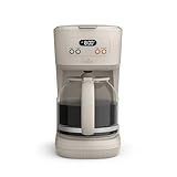 BELLA 12 Cup Programmable Coffee Marker, Reusable Dishwasher Safe Accessories, Easy LCD diaply, Auto Shutoff, 900 watt, Oatmilk