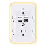 Outlet Extender with Night Light, Multi Plug Wall Outlet, Surge Protector
