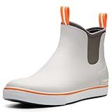 Furuian Men's Deck Boots Fishing Boots Waterproof Rain Boots Ankle Booties Slip On Neoprene Rubber Footwear Chelsea Boots Men botas para hombre for Gardening Fishing Boating Camping Sailing, Grey 11