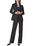 Aotasely Women's 2 Piece Suits Business Casual Outfits Straight Wide Leg Pants Suits Professional Office Work Outfits Black