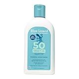 Blue Lizard SENSITIVE Mineral Sunscreen with Zinc Oxide, SPF 50+, Water Resistant, UVA/UVB Protection with Smart Bottle Technology - Fragrance Free, 8.75 oz.