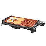 BELLA Griddle Ceramic Copper TI, Healthy-Eco Non-stick Coating, Hassle-Free Clean Up, Large Submersible Cooking Surface, 10" x 16", Copper/Black