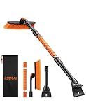 AstroAI 39.37" Ice Scrapers for Car Windshield and Snow Brush with Foam Grip and 360° Pivoting Brush Head for Christmas Car Auto Truck SUV(Orange)