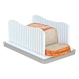 CAWIU Bread Slicer for Homemade Bread, Foldable Bread Cutter with Crumb Tray, Adjustable Width Bread Slicing Guide for Loafs, Sandwiches, Bagels, and Cakes