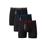 Hanes Mens Total Support Pouch Pack, X-temp Cooling, Anti-chafing, Moisture-wicking Underwear, Trunks Available Boxer Briefs, Regular Leg - Black, Large US