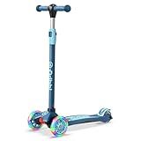 Dribbl 3-Wheel Kids Scooter - Lean-to-Steer Technology, Adjustable Height Handlebar, Wide Anti-Slip Deck, Scooter for Boys & Girls Ages 3+, Child Safety Approved, Support Riders Up to 165 lbs, Blue