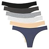 ELACUCOS 6 Pack Women's Thongs Cotton Breathable Panties Bikini Underwear Basics Medium