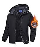 Zoofly Ski Jackets Mens Thermal Water Proof Winter Coats for Men Windproof Snow Sports Jacket with Hooded Black XL