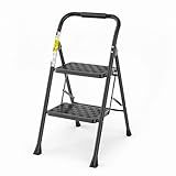 HBTower 2 Step Ladder, Step Stool for Adults,2 Step Ladder Folding Step Stool with Wide Pedal Ergonomic Design