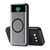 Wireless Portable Charger 40800mAh with 3 Built-in Cables,7-in-1 15W Wireless Charging Power Bank,25W PD QC 4.0 Fast Charging USB C Travel Essentials Battery Pack for iPhone 17/16/15/14,Galaxy,Android