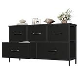 OLIXIS 5 Drawer Black Dresser for Bedroom, Closet Chest Organizer Furniture