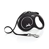 FLEXI New Classic Tape Retractable Dog Leash for Large Dogs Upto 110 lbs. – 16 ft., Black | Tangle Free Pet Walking Leash with One-Handed Brake, Pause, Lock|German Quality Product