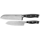 HENCKELS Forged Accent Razor-Sharp 2-pc Knife Set, Santoku Knife 5 Inch, Santoku Knife 7 Inch, German Engineered Informed by 100+ Years of Mastery,Black