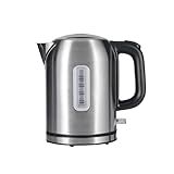 Amazon Basics 1.1Qt (1L) Electric Kettle, Tea Kettle & Water Boiler, with Auto Shut-Off, Boil Dry Protection, High-Safety Strix Thermostat, BPA-Free, 1500W, Stainless Steel, New Model, Black & Silver