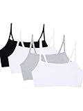 Fruit of the Loom Women's Spaghetti Strap Cotton Pullover Sports Bra, Black/White/White/Heather Grey 4-Pack, 36