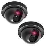 WALI CCTV Dome Fake Camera with Flashing Red Light, 2 Pack, Black (SD-2)