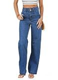 Sidefeel Jeans for Women High Waisted Stretchy Wide Leg Jeans Trendy Straight Leg Loose Denim Pants Bluing Size 10