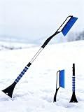 TYGHF 28" to 37.5" Car Windshield Window Snow Brush with Ice Scrapers, Detachable & Telescopic Winter Car Accessories with Ergonomic Foam Grip Blue