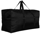 DoYiKe Extra Large Storage Duffle Bag with Zippers and Handles, Black Big Foldable Duffle Bag for Travel-130L