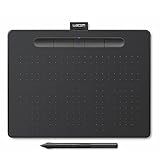Wacom Intuos Medium Bluetooth Graphics Drawing Tablet, Portable for Teachers, Students and Creators, 4 Customizable ExpressKeys, Compatible with Chromebook Mac OS Android and Windows - Black
