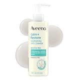 Aveeno Calm + Restore Nourishing Oat Face Cleanser, Daily Hydrating Facial Cleanser for Sensitive Skin with Nourishing Oat & Feverfew, Hypoallergenic, Non-Comedogenic, Fragrance-Free, 7.8 Fl Oz