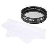 MECCANIXITY 25mm Circular Polarizer Filter, Double Sided Multi-Layer Coatings Polarizing Filter with Cleaning Cloth for Camera Lens