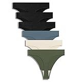 GRANKEE Women's Breathable Seamless Thong Panties No Show Underwear 6 Pack(Summer 6 pack L)