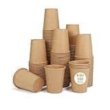 Walasaso Disposable Cups, 100 Pack 8 Oz Kraft Paper Cups, Paper Coffee Cups, Disposable Cups 8 oz for Hot or Cold Beverage