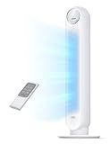 Dreo Tower Fan for Bedroom, 25ft/s Velocity Quiet Floor Fan, 90° Oscillating Fans for Indoors with 4 Speeds, 4 Modes, 8H Timer, Standing Fans, Bladeless Fan, White (DR-HTF007)